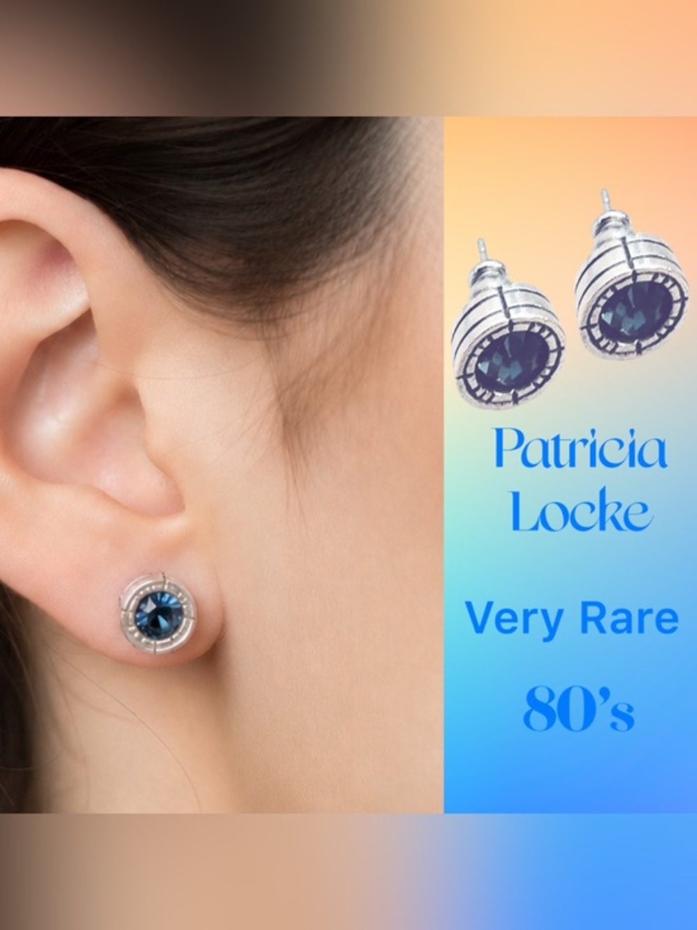 Patricia Locke VERY RARE 80’s VINTAGE Stud Earrings Collector Piece EX COND